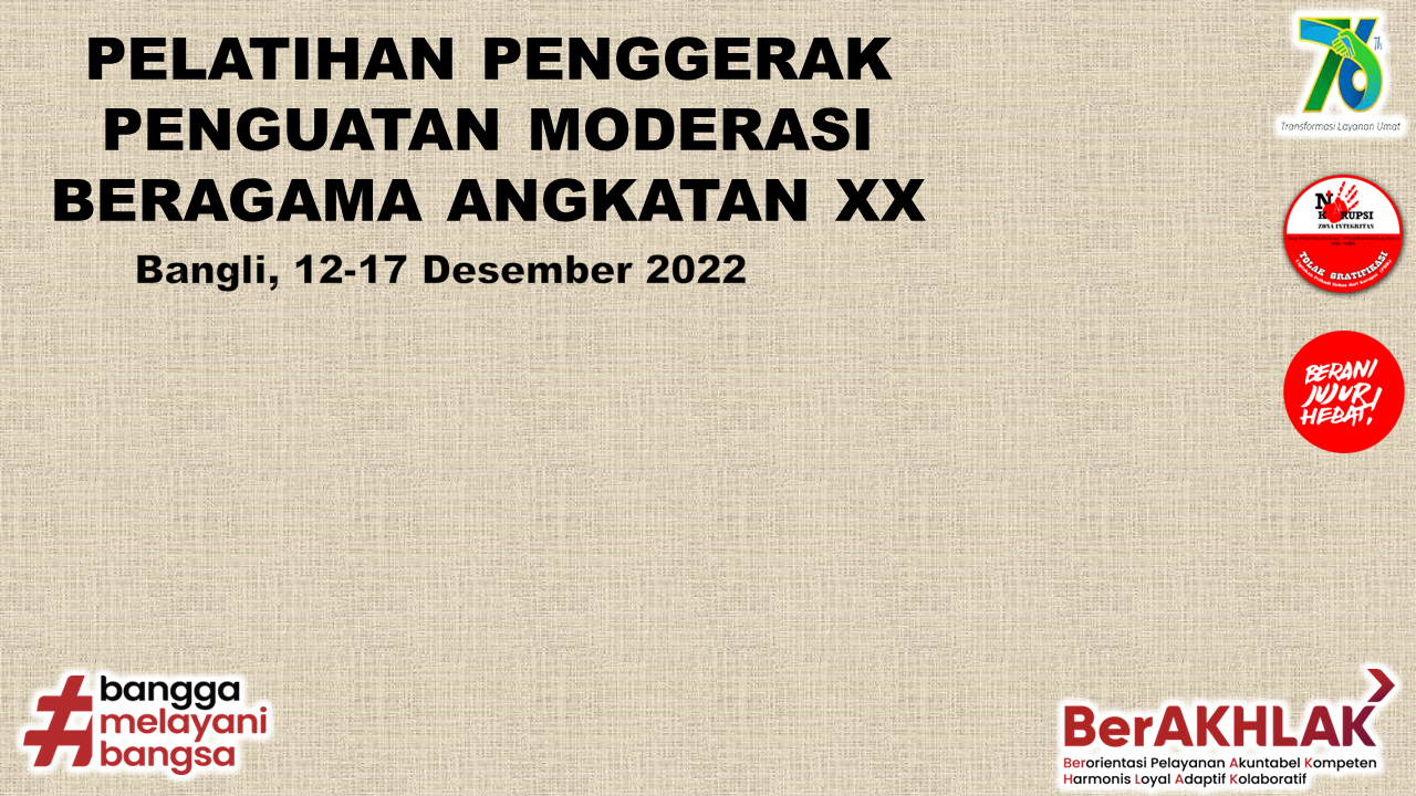 PDWK PENGGERAK PENGUATAN MODERASI BERAGAMA ANGKATAN XX KAB. BANGLI