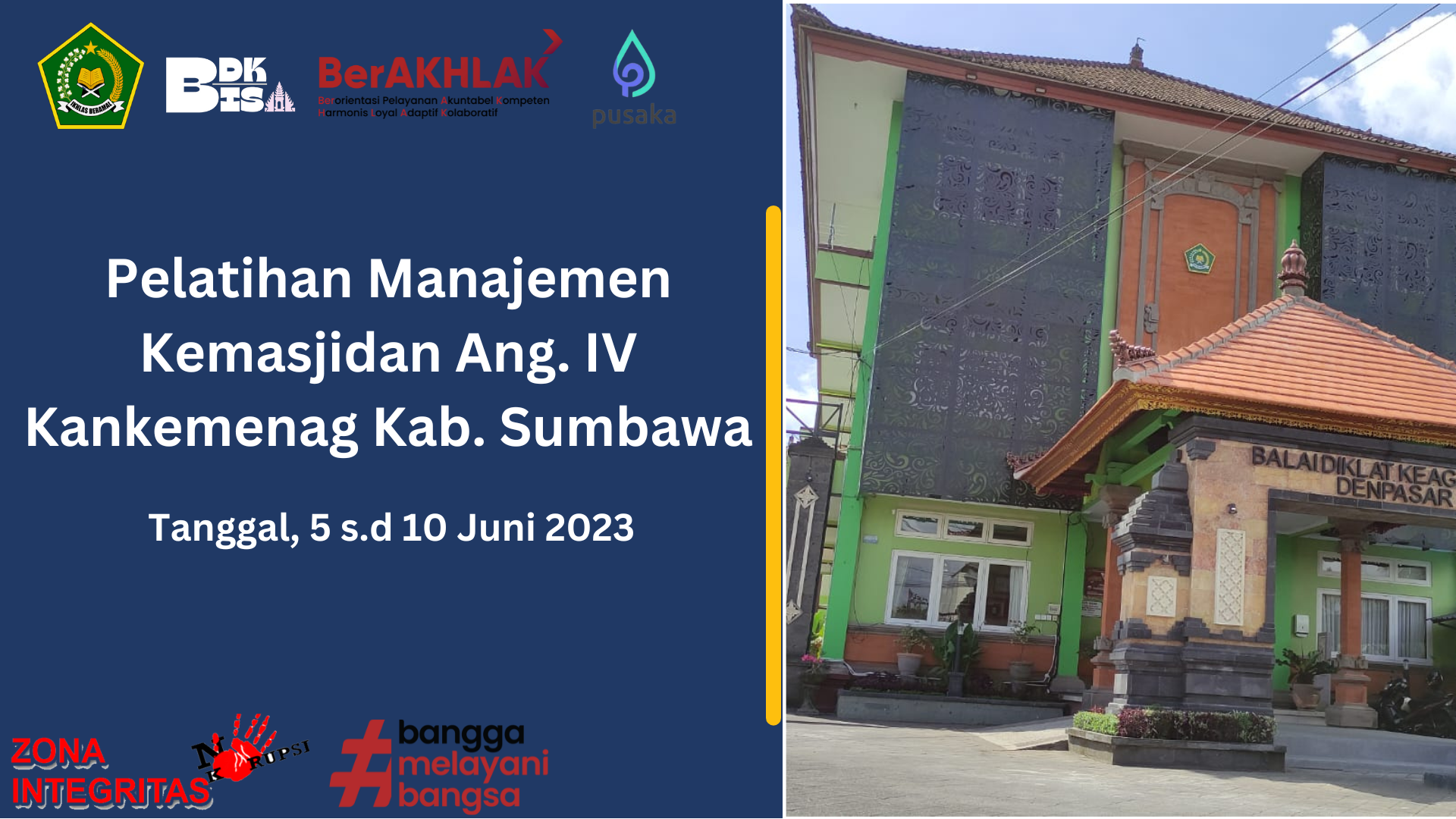 Pelatihan Manajemen Kemasjidan Angkatan IV Kankemenag Kabupaten Sumbawa