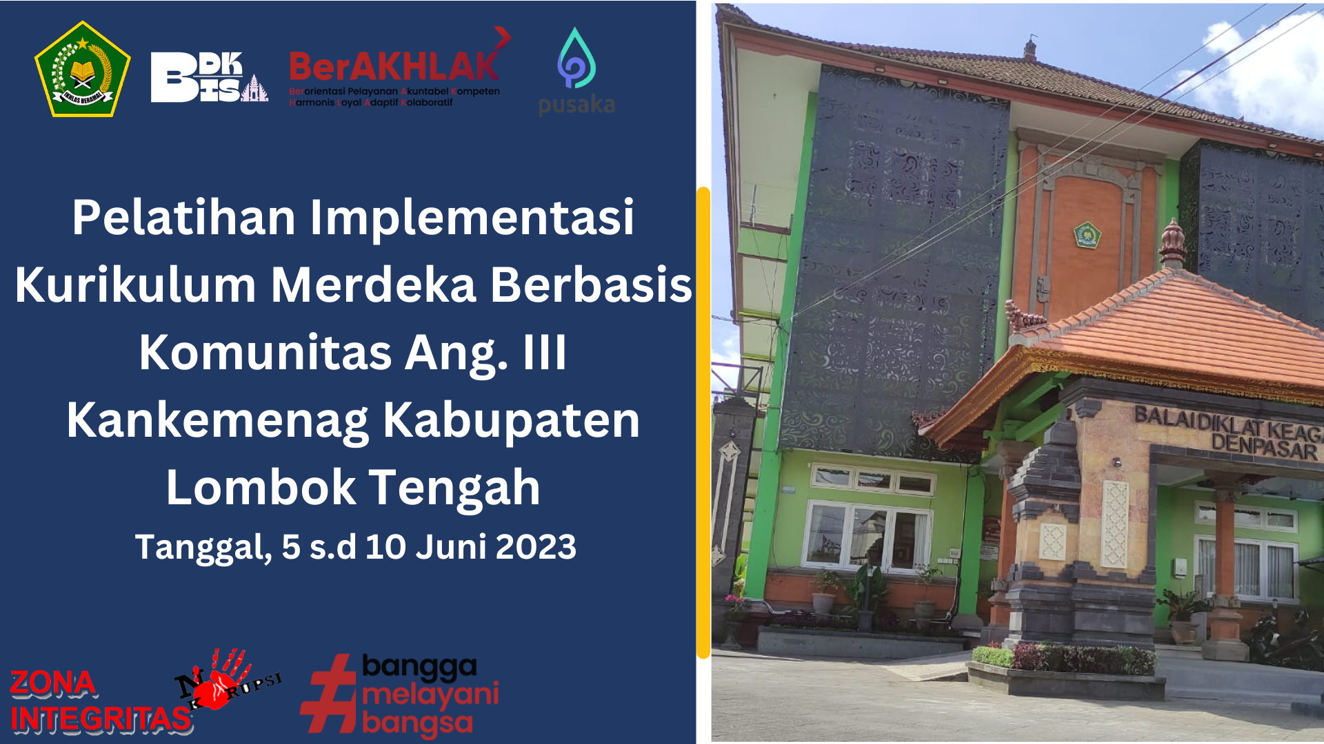 Pelatihan Implementasi Kurikulum Merdeka Berbasis Komunitas Angkatan III Kankemenag Kabupaten Lombok Tengah