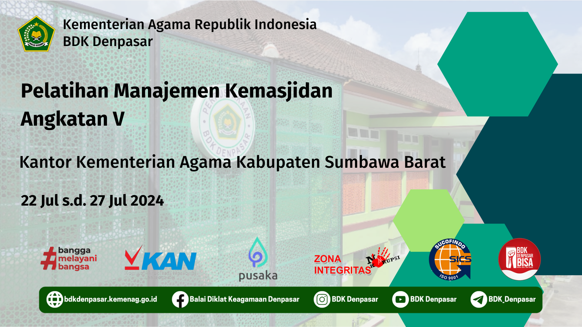 Pelatihan Manajemen Kemasjidan Angkatan V Kantor Kementerian Agama Kabupaten Sumbawa Barat