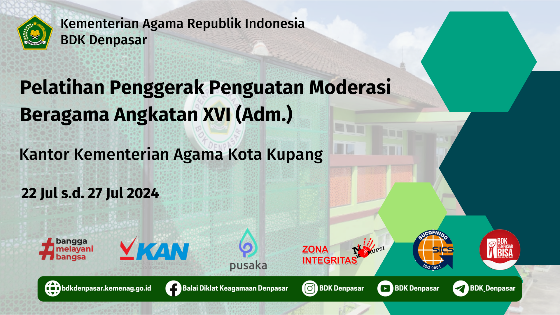 Pelatihan Penggerak Penguatan Moderasi Beragama Angkatan XVI (Adm.) Kantor Kementerian Agama Kota Kupang